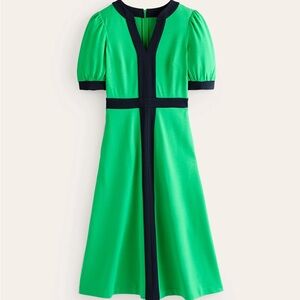 Boden Philippa Ponte Midi Dress Green and Navy Dress 20/22